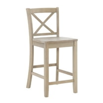Linon Torino 24" Cross-Back Indoor Wood Counter Stool, Graywash