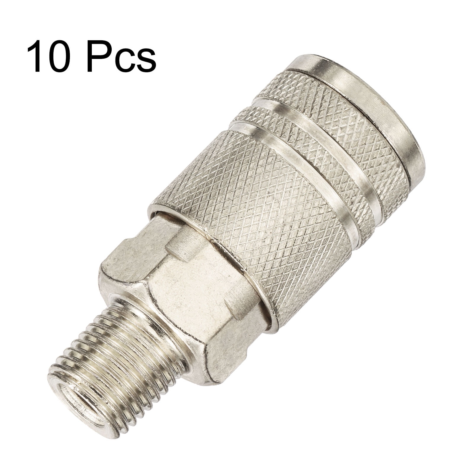 10pcs Male Industrial Coupler 1/4" NPT M Style Air Hose Fittings Quick Connector Air Coupler for Air Compressor, Silver