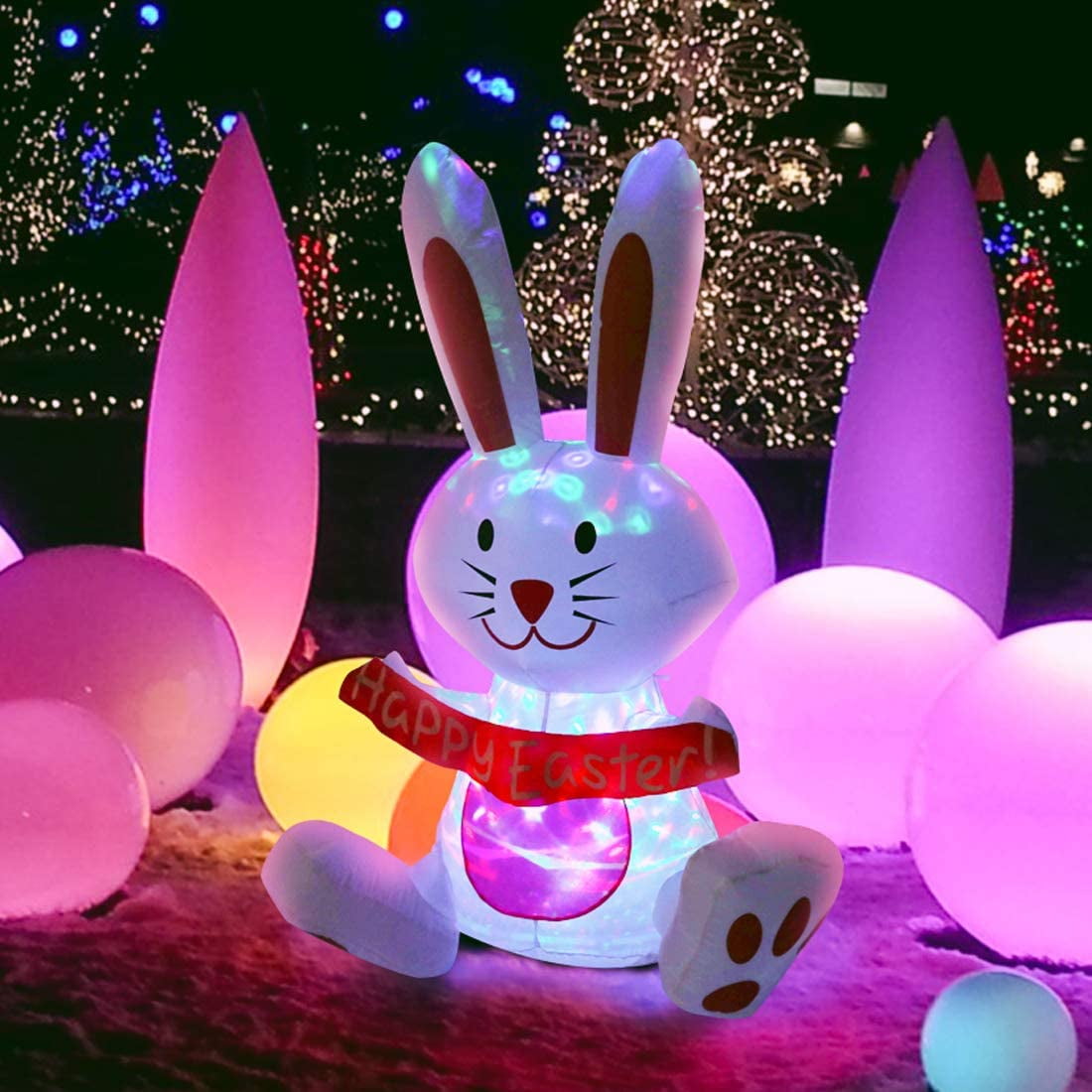 4ft Height Inflatable Happy Easter Bunny