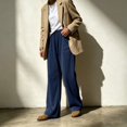 thumbnail image 5 of Women's Casual Wide Leg Dress Pants Flattering High Waisted Pleated Flare Trousers with Adjustable Drawstring for Daily Wear, 5 of 7