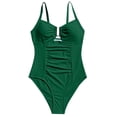 thumbnail image 4 of QURATI Swimwear Women'S V Neck Swimsuit Adjustable Spaghetti Straps Bathing Suit Swimwear Green S, 4 of 7