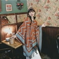 thumbnail image 2 of Oversized Ethnic Poncho Wrap for Women, Slit Open Boho Shawl Cape,one size fits all,1, 2 of 58
