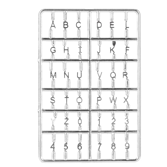 Juego de letras y números para casa de muñecas, escala 1/12, para bricolaje, accesorios para muebles de puerta de entrada en miniatura, color plateado