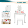 thumbnail image 2 of Bingirl Vanity Set with Mirror and Light Wooden Makeup Table and Stool, 2 of 5