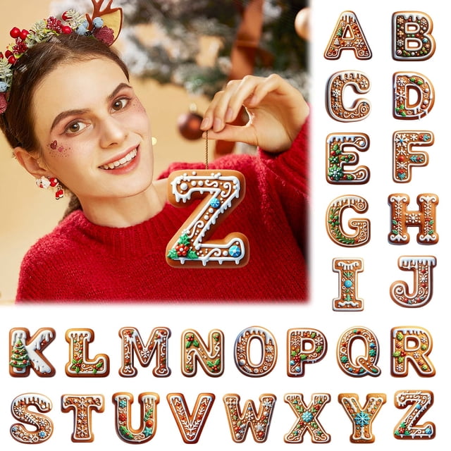 LSLJS 26 Letters Christmas Tree Decoration Pendant Christmas Tree Ornaments Personalized DIY Christmas Ornaments Christmas Decorations Xmas Tree Hanging Decor