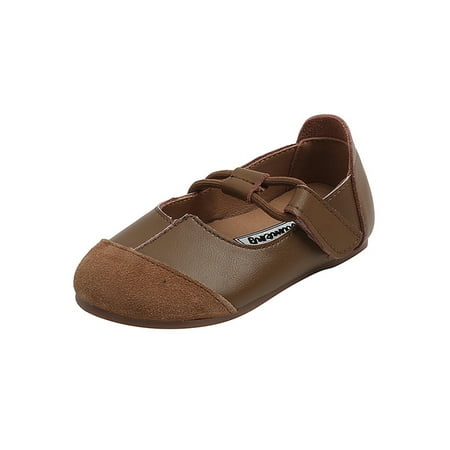 

Woobling Unisex-Child Flats Slip On Dress Shoes Comfort Walking Shoe Party Mary Jane Casual Princess Lightweight Brown 10C