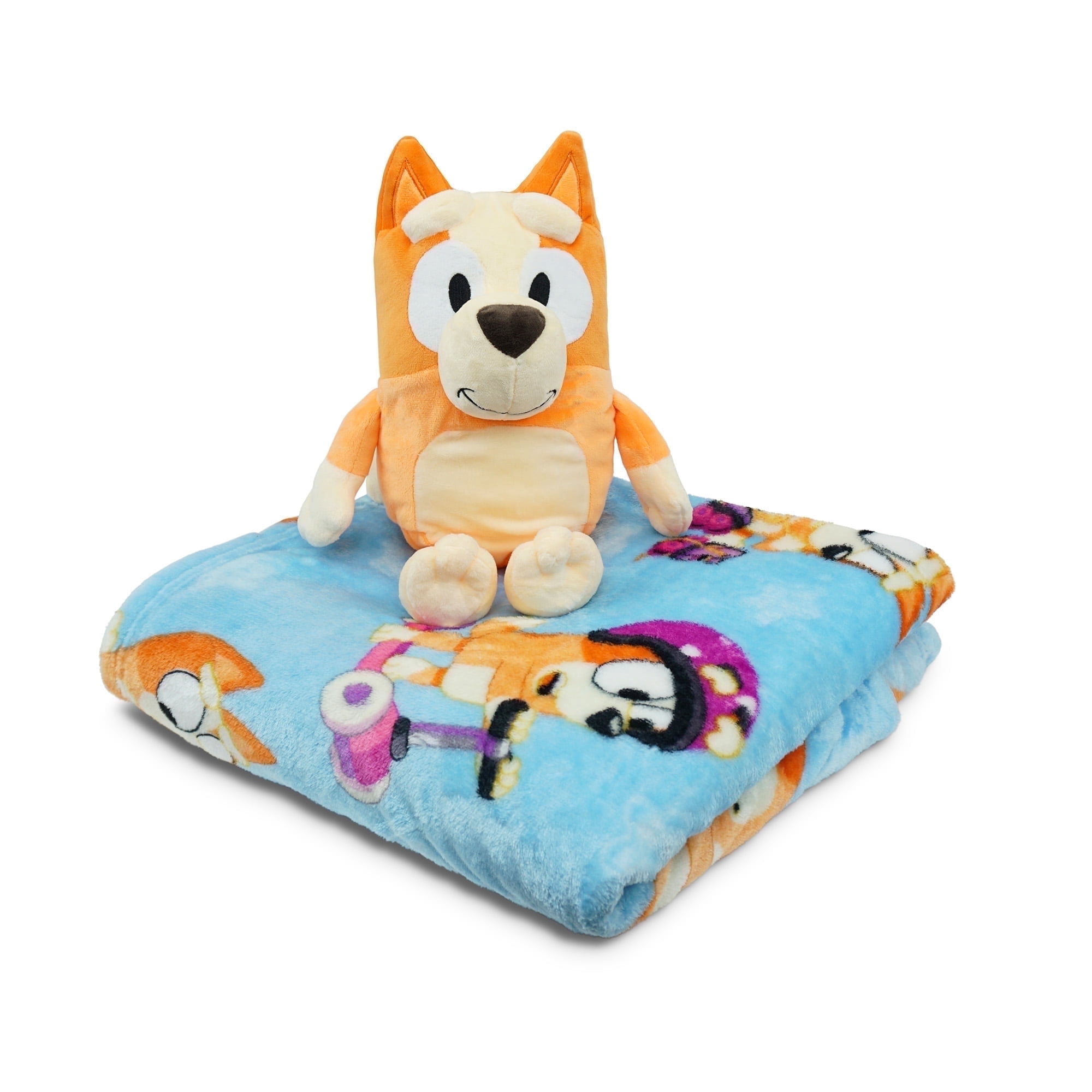 Bluey Bingo Kids Plush Hugger with Silk Touch Throw Blanket Set– Ultra Soft Plush Character Pillow for Kids