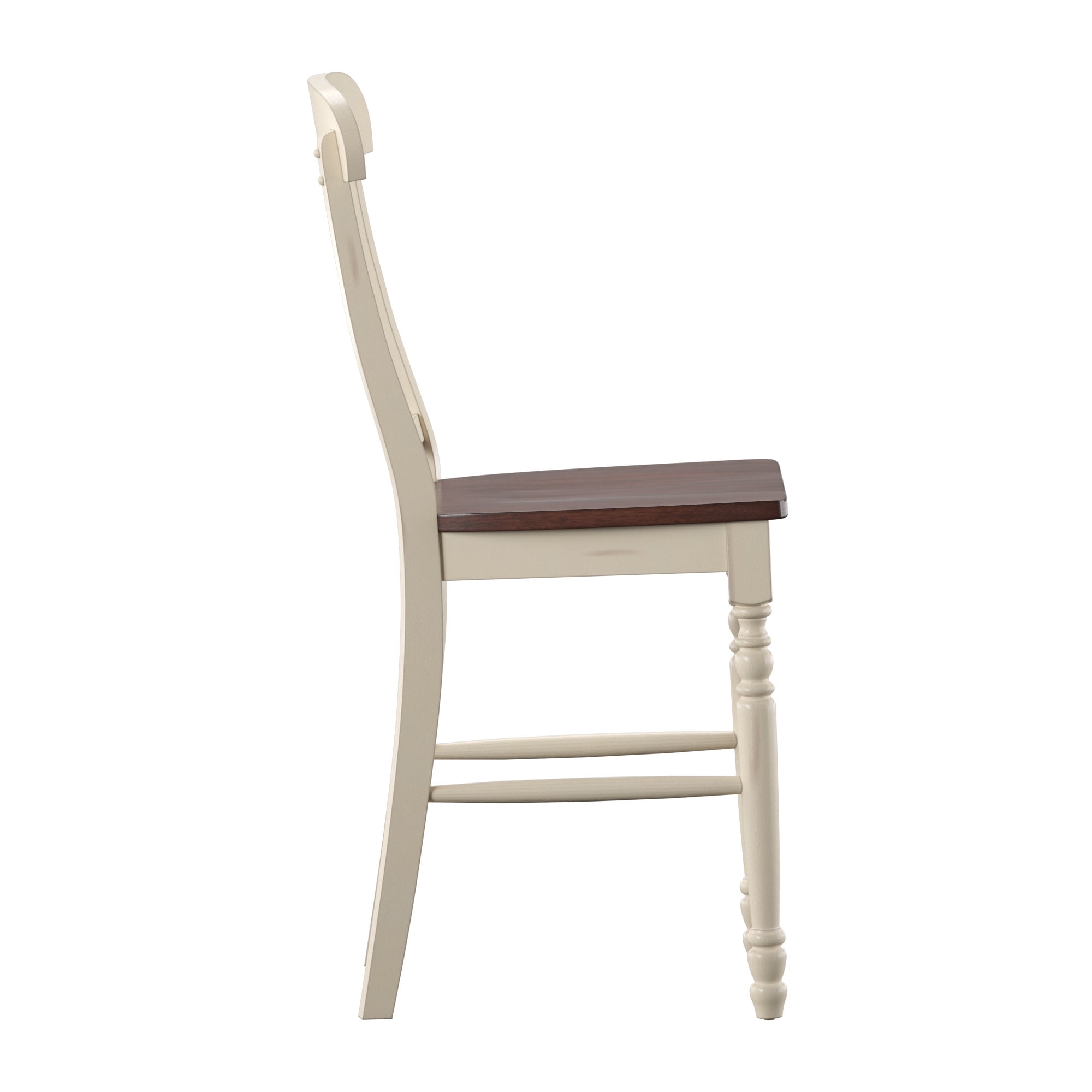 Weston Home Ohana Two-Tone Counter Height Chairs, Set of 2, Antique White and Cherry
