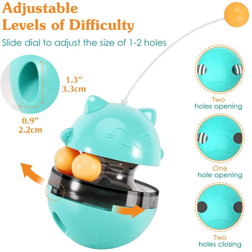 Zerodis Cat Leaky Food Toy Ball,Pet Interactive Slow Feeder Puzzle Ball Cat  Treat Dispenser Toys for Bored Cats Relieve Boredom Dog Teeth Grinding