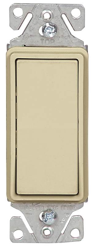 Cooper 7500-Box Decorative Standard Rocker Switch, 120/277 VAC, 15 A, 1 Pole, Ivory
