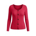 thumbnail image 7 of Hurxie Womens Long Sleeve Henley T Shirts Button Down Slim Fit Tops Scoop Neck Ribbed Knit Shirts Red,M, 7 of 7