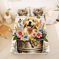 thumbnail image 4 of Manfei Vintage Puppy Bed Sheets, Butterfly Floral Full Size Sheets, Cream Green, 4-Piece, 1 Flat Sheet, 1 Fitted Sheet and 2 Pillowcases, 4 of 6
