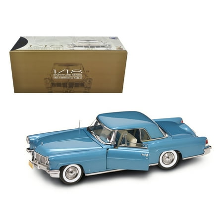 - 1956 Lincoln Continental Mark 2 Blue 1/18 Diecast Model Car by Road Signature