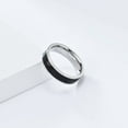thumbnail image 2 of PAMTIER Men's Women's Stainless Steel Black Enamel Ring 6mm Minimalist Plain Wedding Band Silver Size 7, 2 of 5