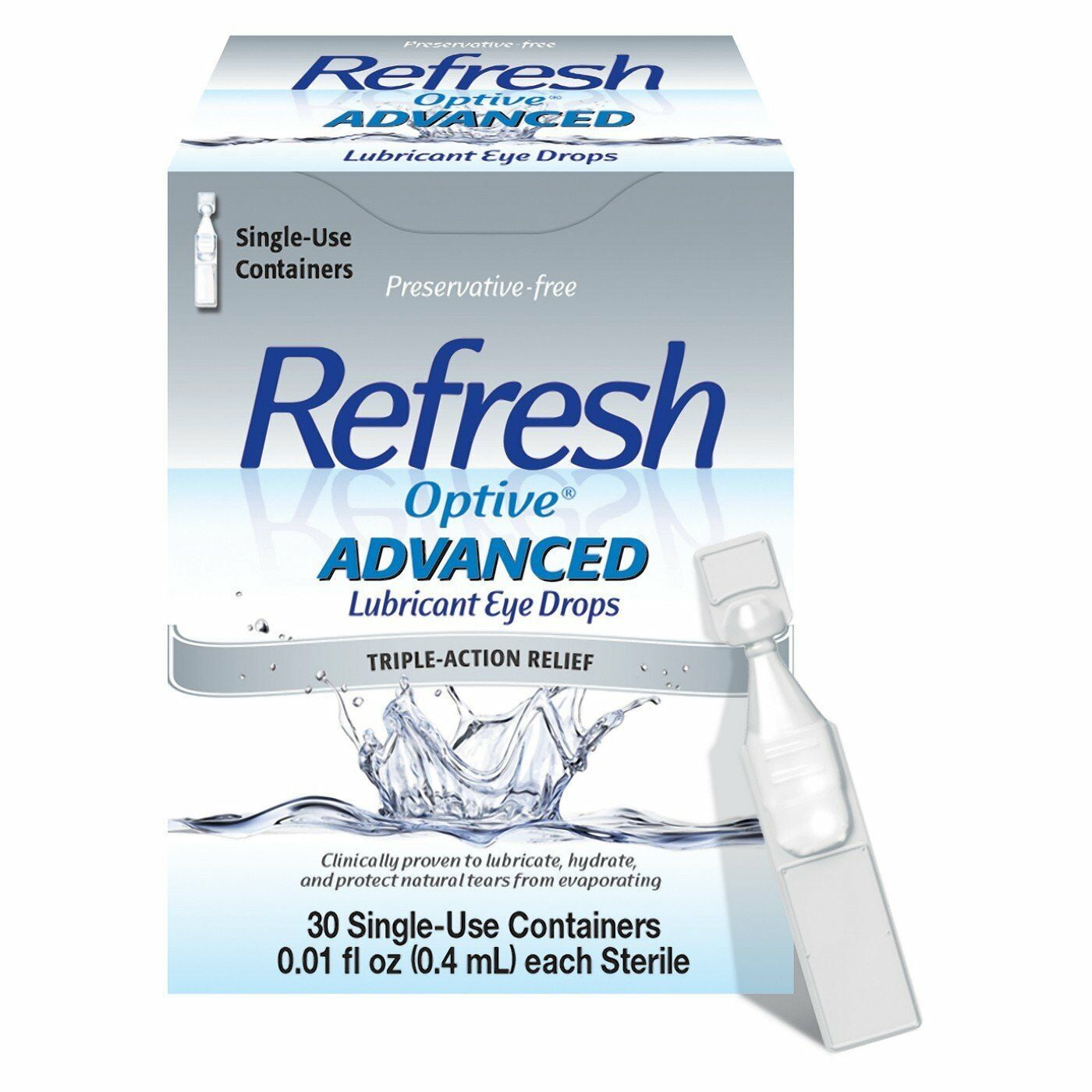 Refresh Optive Advance Triple Action Optical Drops, Unisex, 30ct, 2