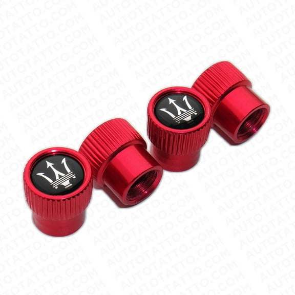 4pcs Universal Fit Maserati Car Wheels Tire Air Valve Caps Stem Dust Cover Red