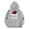 thumbnail image 4 of NinXxx Women's Letter Print Hooded Sweatshirt Long Sleeve Casual Pullover Grey S, 4 of 4
