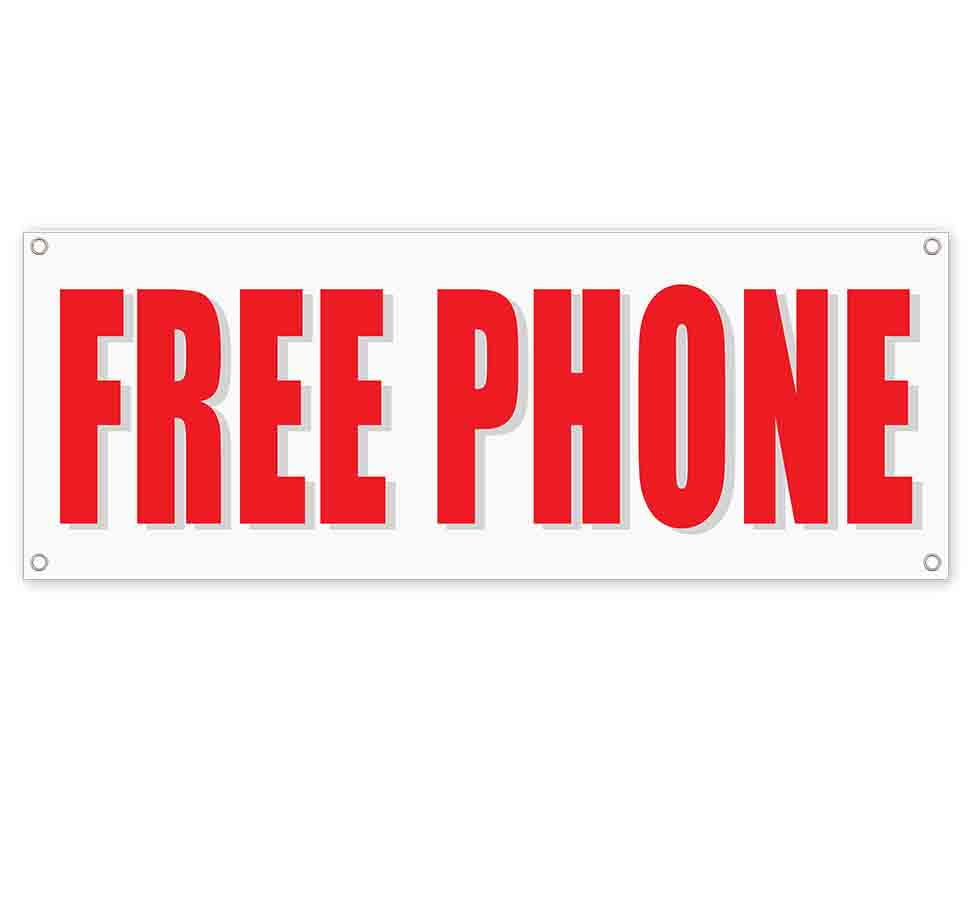 Free Phone Red 13 Oz Vinyl Banner Sign With Grommets 