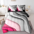 thumbnail image 1 of YST Grey Hot Pink Gradient 7-Piece Comforter Set, Geometric Stripe, Queen, 1 of 4