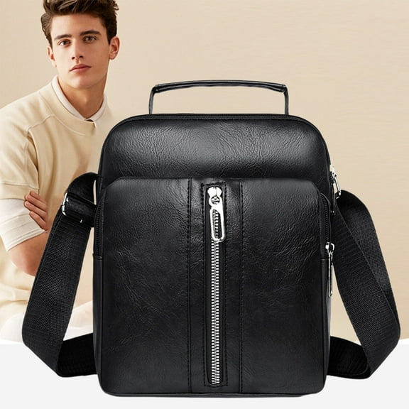 Men's Genuine Leather Crossbody Bag with Multiple Compartments, Stylish Chest Shoulder Sling Bag for Travel Work Daily Use