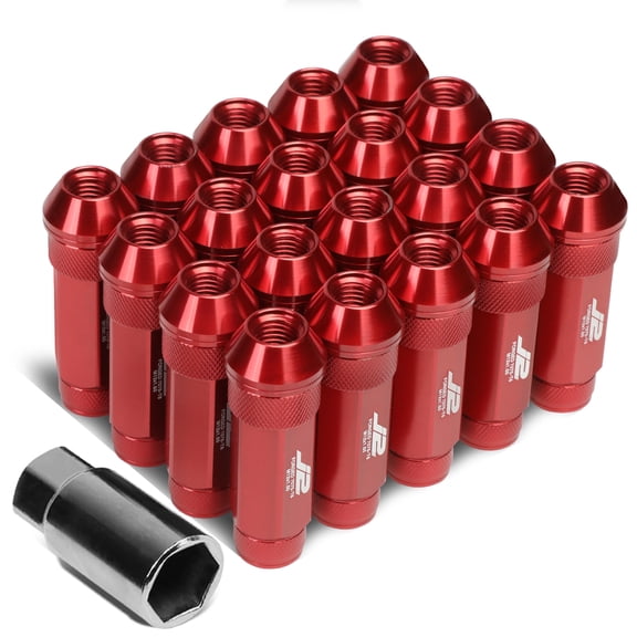 J2 Engineering LN-T7-026-15-RD J2 Engineering 7075 -T6 Forged Aluminum M12 x 1.5 20 Pcs 70mm Open End Lug Nut Set w/ Adapter ( Red )