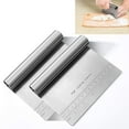 thumbnail image 1 of 2pcs Professional Dough Pastry Scraper Chopper Stainless Steel Mirror Polished with Measuring Scale Multipurpose - Cake, Pizza Cutter - Pastry Bread Separator Scale Knife, 1 of 4