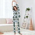thumbnail image 5 of FORMRS Womens Pajama Set Long Sleeve Top and Pants with Pockets Soft Comfy Lounge Sleepwear, Sizes S-2XL, Gold Geometric Pattern, 5 of 7