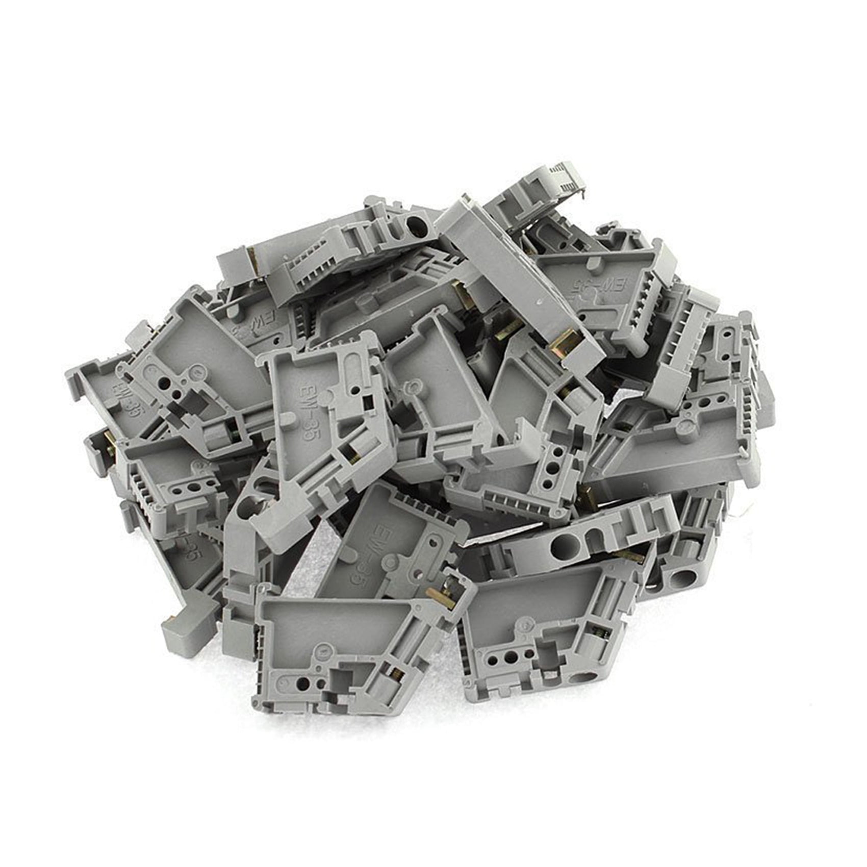 500Pcs 35mm DIN Rail Terminal Block End Stopper Mounting Clips,500 x Terminal Block End Stopper,gray