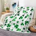 thumbnail image 3 of Happy St Patrick''s Day Throw Blanket, Green Clover Leaves Shamrock Blankets and Throws, Super Soft Cozy Blankets Spring Holiday Decorate Throws for Bed Couch Sofa, 50x60 Inches, 3 of 6