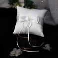 thumbnail image 3 of Inteprter Anillo Almohada Perlas románticas Cojín Portador Blanco Lindo Satén Anillos Titular Matrimonio Nupcial Adornos Suministros de boda Kits de decoración para fiestas 60g 15x15cm, 3 of 6