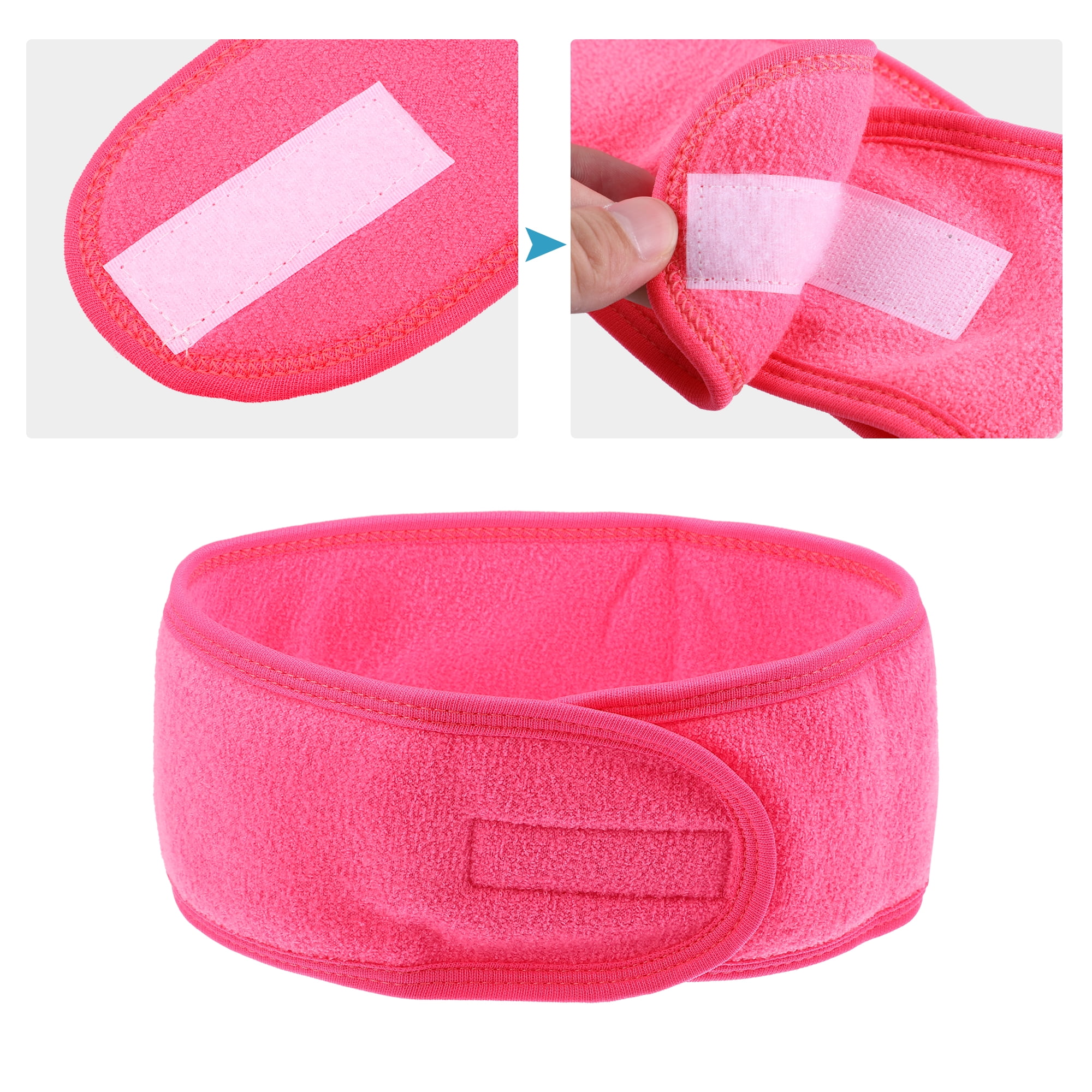 Unique Bargains 4 Pcs Spa Headband for Face Washing and Bathing Rose Red