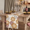thumbnail image 2 of Table Runners 70 Inches Long Dress Scarves, Geometric Flower Farmhouse Coffee/Dining/Kitchen Table Decor, Holiday Table Runner, Vintage Country Floral Orange Grey on Linen 13x70 Inch, 2 of 9