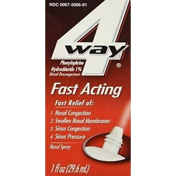 5 Pack 4 Way Fast Acting Nasal Decongestant Sinus Spray 1 Fl Oz each