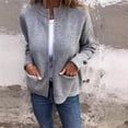thumbnail image 2 of Cardigan pour Femmes Automne Hiver Décontracté Élégant Couleur Unie avec Poches, 2 of 6