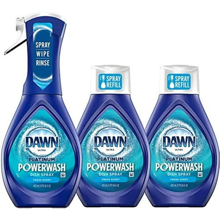 Dawn Powerwash Starter Kits, Dish Spray, Dish Detergent, Fresh Scent Bundle, Spray Bottle, 2 Refills…