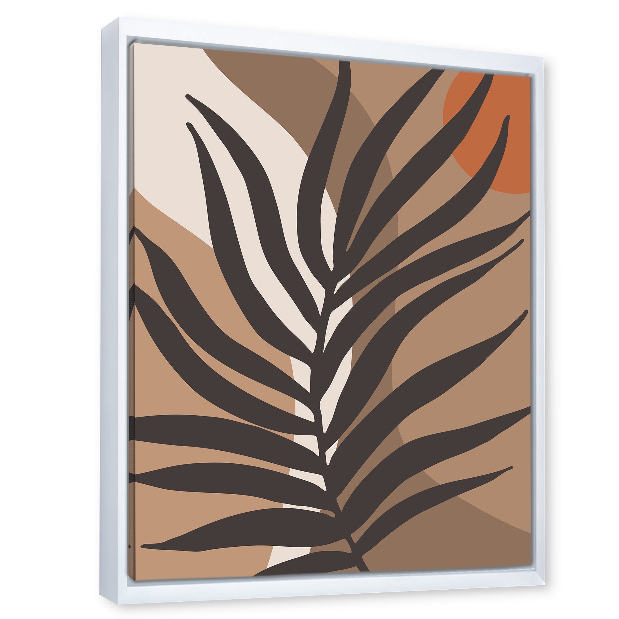 Designart 'Shapes and Tropical Leaf Silhouettes II' Modern Framed Canvas Wall Art Print