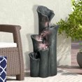 thumbnail image 5 of Faux Stone Patio Water Fountain 28.7" H, Bell 5-Tier Cascading Floor Fountain Indoor Outdoor Waterfall Feature with LED Lights for Home Garden Decor, 5 of 8