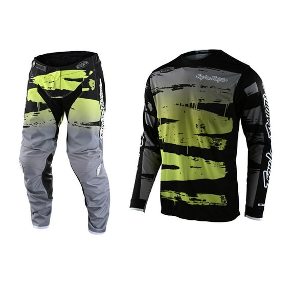 Troy Lee Designs GP BRUSHED Black/Glo Green Offroad Jersey Pant Combo (XX-Large,Pant W36)