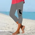 thumbnail image 2 of Quinlirra Womens Capri Pants Clearance Under 5$ Women's Fashion Solid Color Cute Cats Print Leggings With Yoga Sport Elastic Pants, 2 of 5