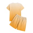 thumbnail image 6 of Zylanna Men's 2 Piece Outfit Sets, Crew Neck Gradient Color Casual Short Sleeve T-Shirt and Shorts Set Elastic Waist Loungewear for Vacation Daily Wear Yellow, 6 of 7
