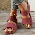 thumbnail image 6 of LOVZFMLL Wedge Sandals for Women 2025 Two Straps Slip On Open Toe Comfort Slides Sandals Casual Summer Beach Vacation Outdoor Walking Shoes Wine 8.5, 6 of 8