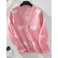 thumbnail image 4 of Cardigans for Women Heart Print Valentine's Day Sweaters Loose Casual Button Down Long Sleeve Open Front Knit Cardigans Alsol Lamesa, 4 of 6