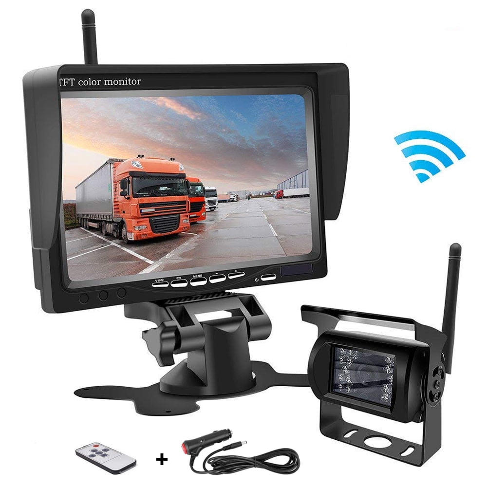 Wireless Backup Camera Vehicle 2 x Parking System 18 IR LED Night Vision Waterproof Vehicle Backup Cameras 7 TFT LCD HD 800 x 480 Color Monitor for RV Truck Trailer Bus 