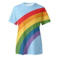thumbnail image 3 of Tshirts For Women Casual Rainbow Stripe Print Short Sleeve O Neck Ladies Tops Clothing T Shirts Holiday Wear, 3 of 3