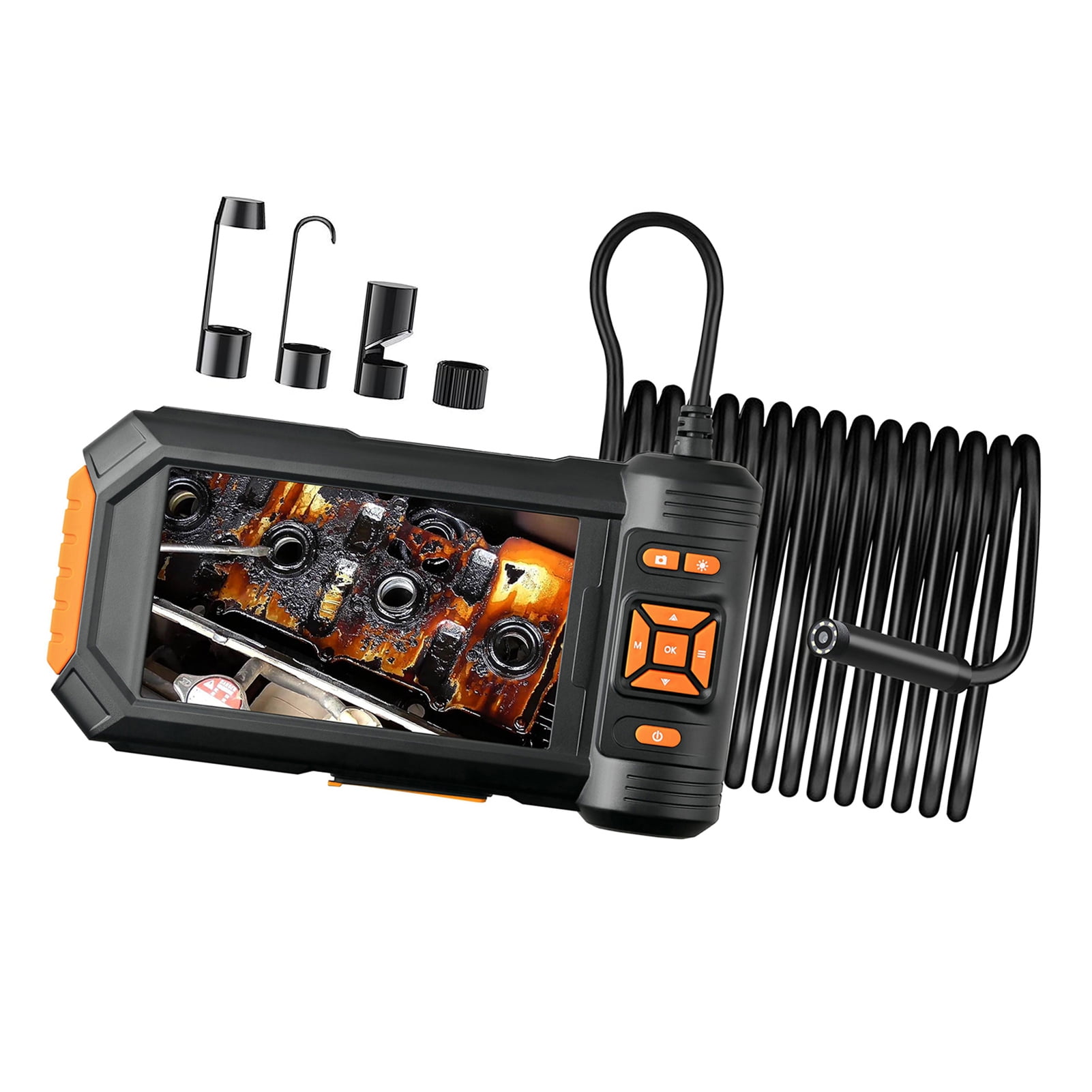 Borescope Endoscope Camera With Light, HD 1080P Borescope With 5'' LCD Screen 8 Adjustable LED Lights Bracket, Single-Lens Inspection Camera With 16.4ft  Cord, Black