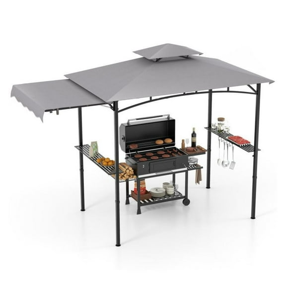 Grill Gazebo 10.5x5 FT with Awning, Double Tiered Top - Outdoor BBQ Tent Shelter