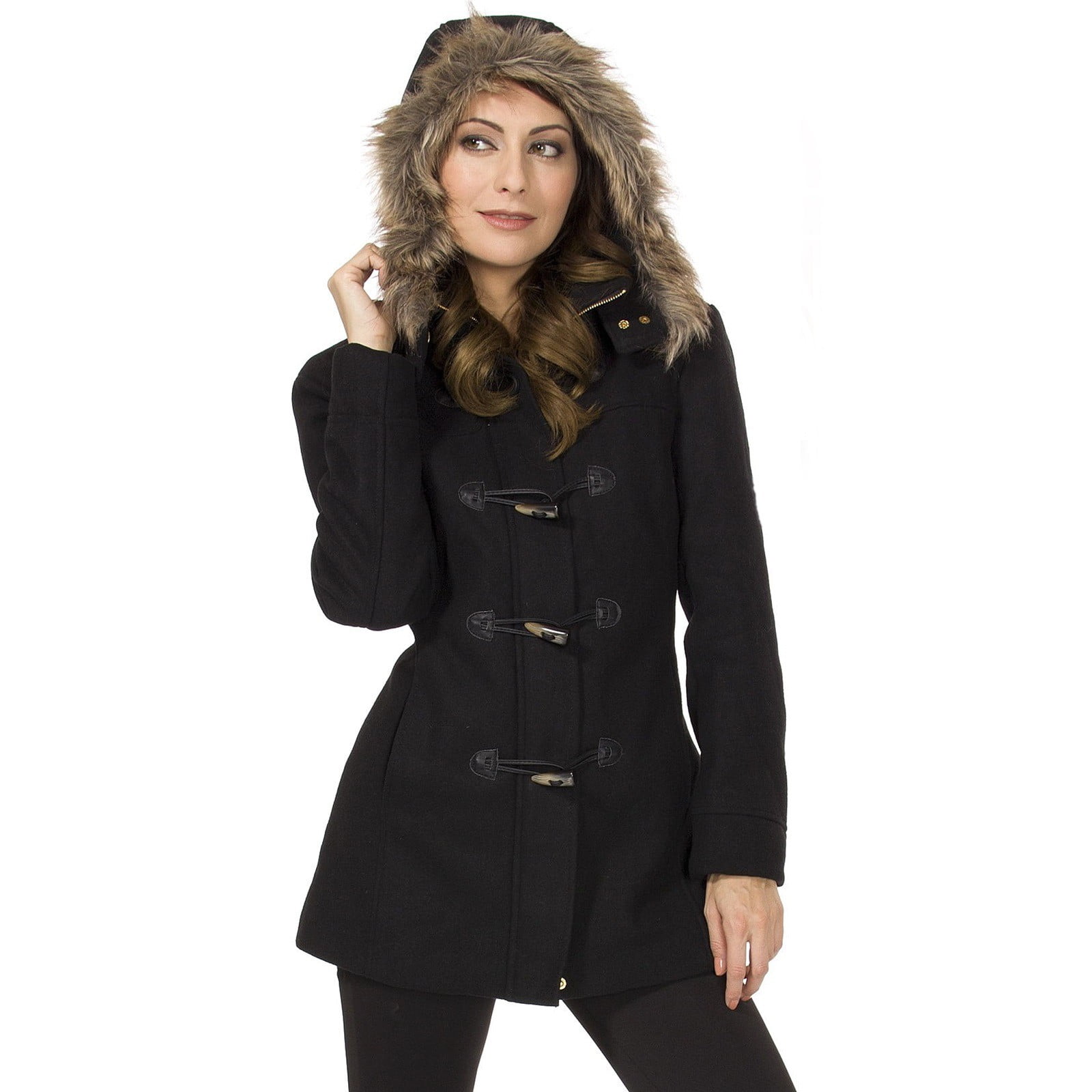 Kid's Coats Winter Black Jacket Faux Fur Parka Casual Hooded Warm Trench Outwear