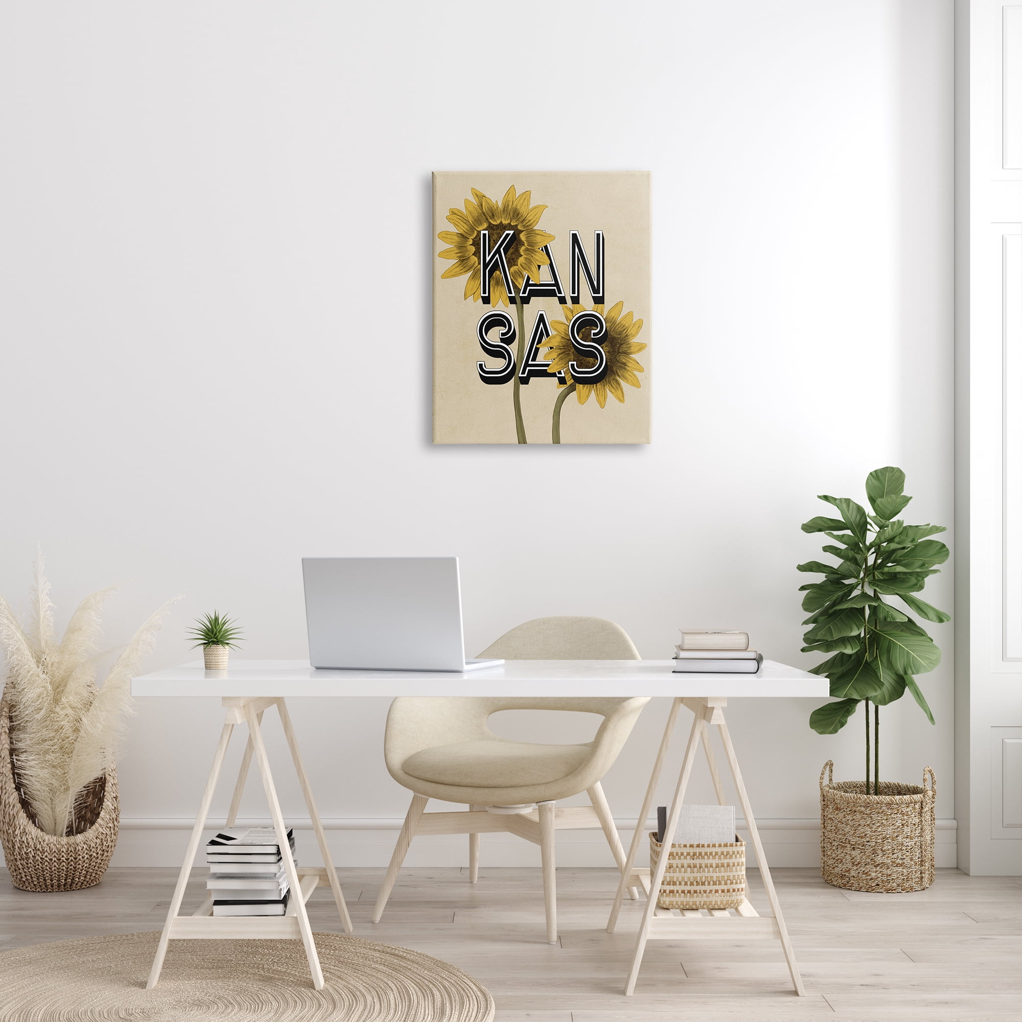 Stupell Industries Kansas Sunflowers Blossoms State Flower Botanicals Graphic Art Gallery Wrapped Canvas Print Wall Art, Design by Daphne Polselli