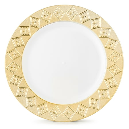 Host & Porter Gold Rim Plastic Salad Plates, 7.5", 10 Count