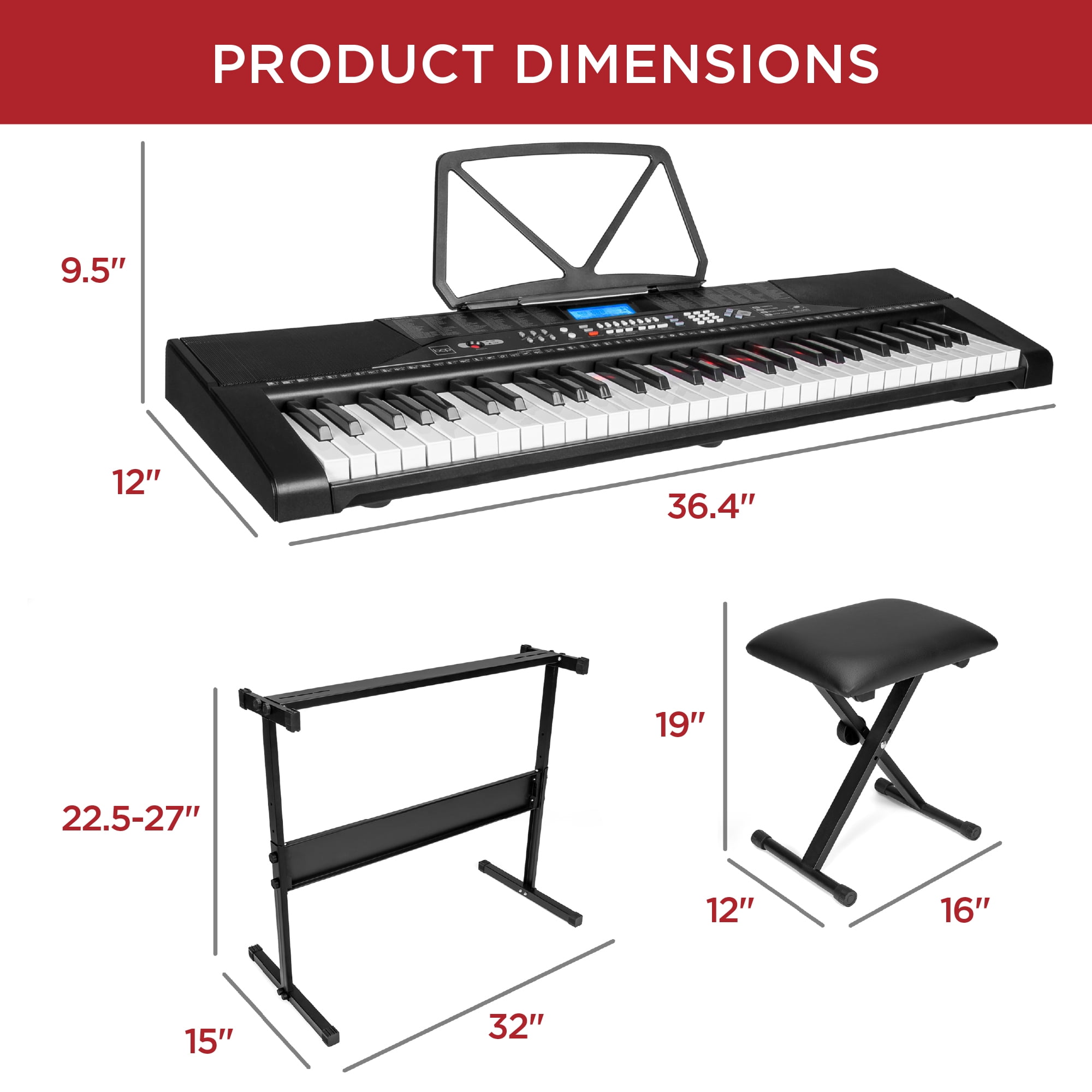 Best Choice Products 54-Key Beginners Electronic Keyboard Piano Set w/ LCD  Screen, Lighted Keys, 3-Teaching Modes 